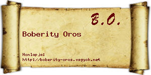 Boberity Oros névjegykártya